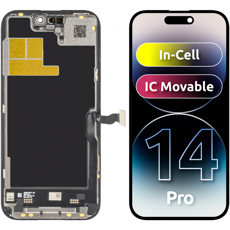 Zaslon s dodirnim ekranom JK za Apple iPhone 14 Pro, s okvirom, LCD In-Cell IC Movable verzija, crni