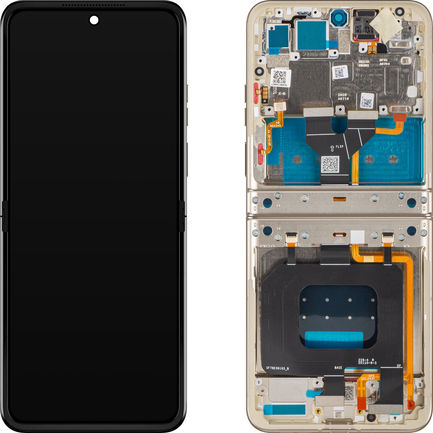 Display s Touchscreenom Motorola Razr 2024 / Razr 50, s okvirom, Pod Inner, Krem (Pumice Stone), Service Pack 5D68C24807