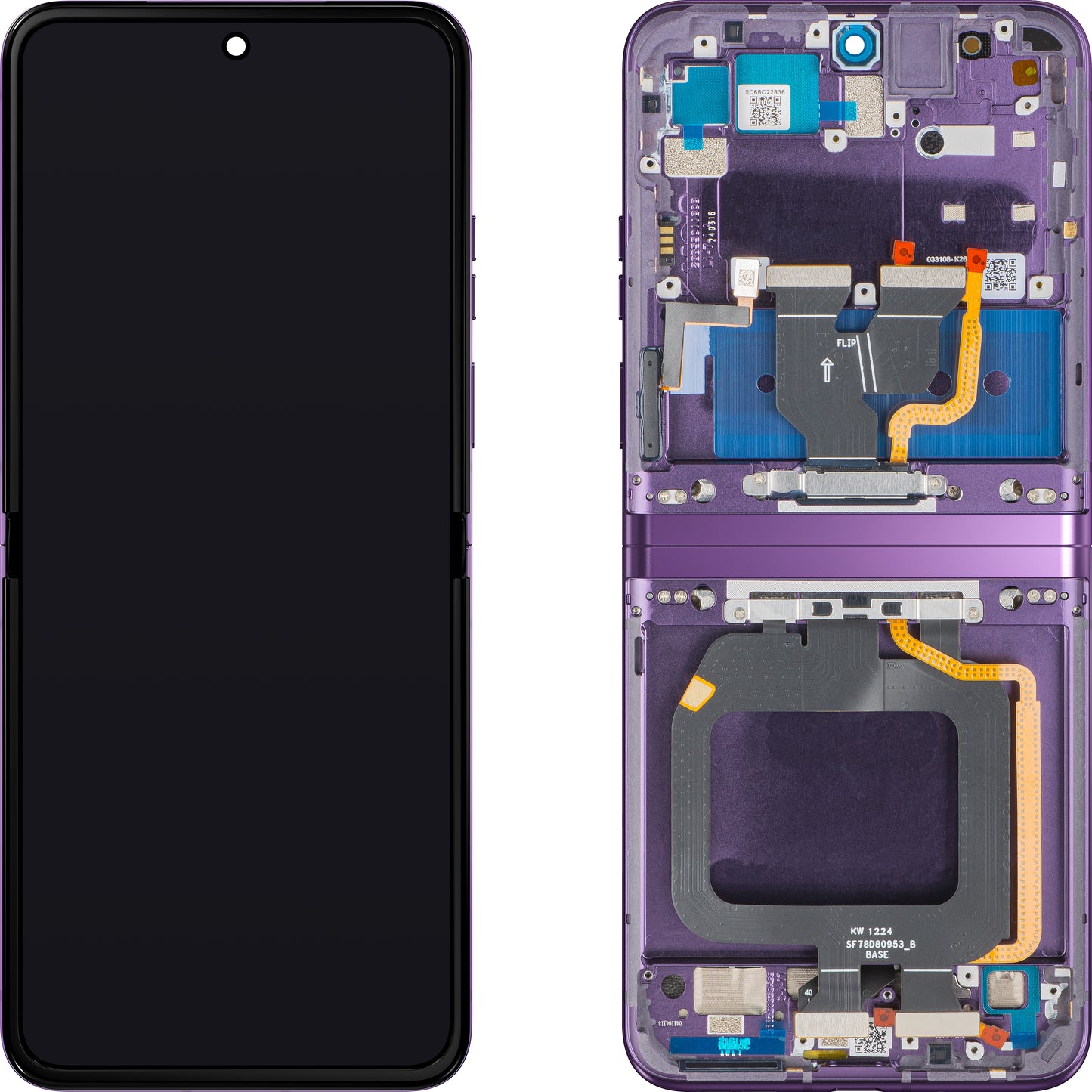 Display s Touchscreenom Motorola Razr 40, s Okvirom, Pod Unutrašnjost, Ljubičasta (Grape Compote), Service Pack 5D68C22836