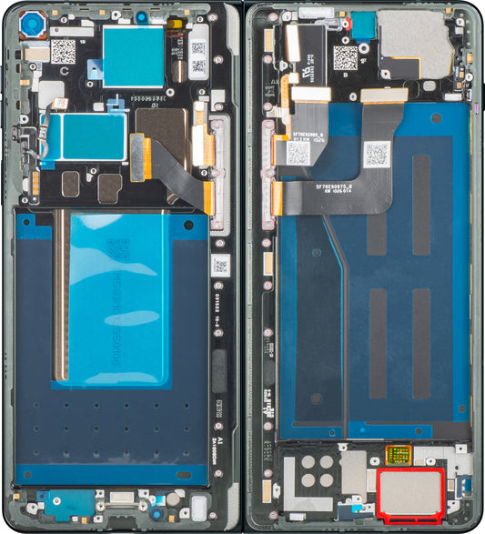 Zaslon s dodirnim zaslonom Motorola Razr Fold, s okvirom, Sub Inner, crna (Pantone Blackened Blue) Service Pack 5D68C32444