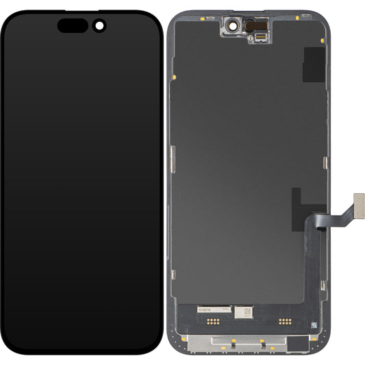Zaslon s dodirnim zaslonom MP kompatibilan s Apple iPhone 15 Plus, s okvirom, verzija Soft OLED FHD IC Movable, crna