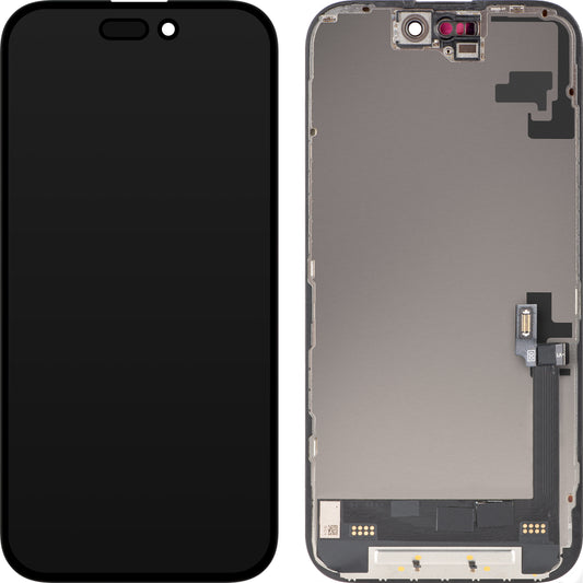 Zaslon s dodirnim zaslonom MP kompatibilan s Apple iPhone 16, s okvirom, Soft OLED FHD dijagnostička verzija, crni