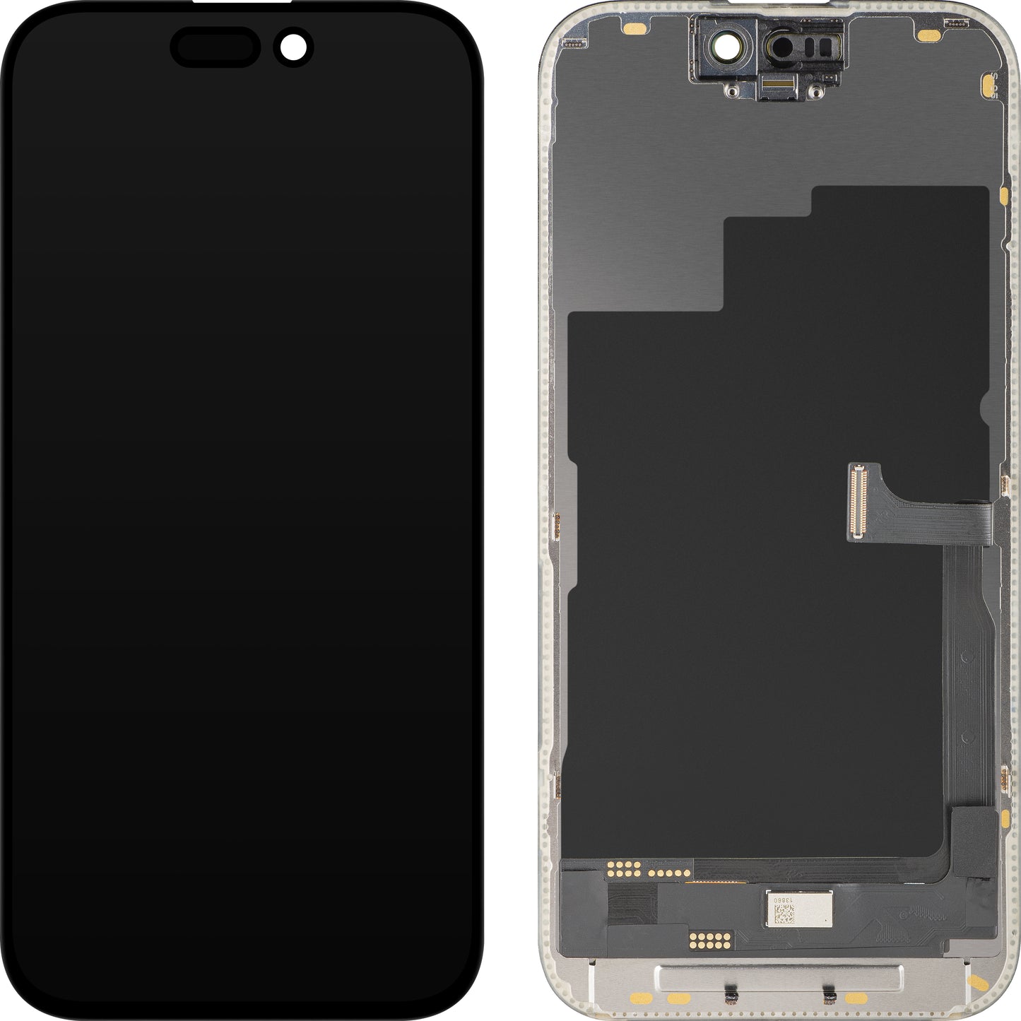 Zaslon s dodirnim zaslonom MP kompatibilan s Apple iPhone 15 Pro, s okvirom, OLED FHD dijagnostička verzija, crni