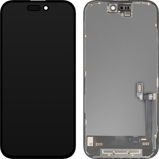 Zaslon s dodirnim zaslonom MP kompatibilan s Apple iPhone 16, s okvirom, Soft OLED FHD verzija 120Hz IC Movable, Crni