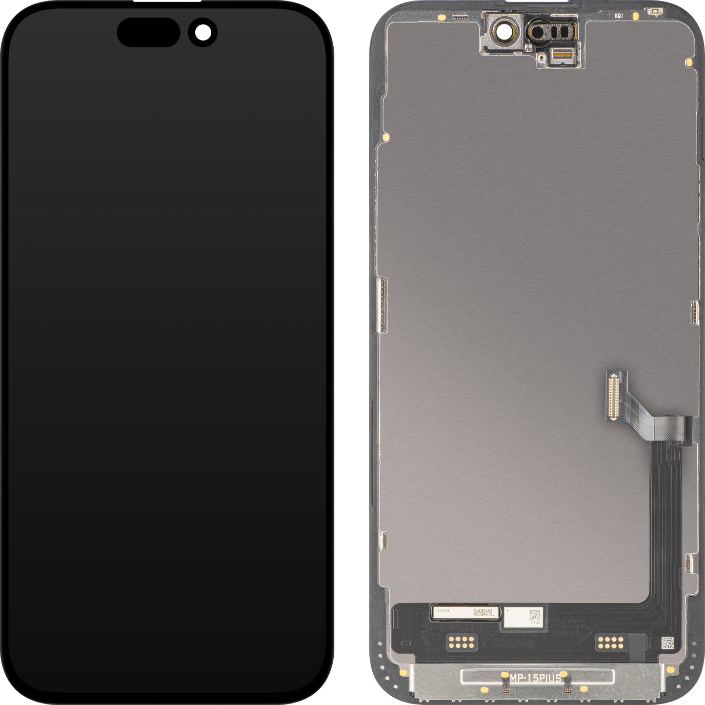 Zaslon s MP zaslonom osjetljivim na dodir kompatibilan s Apple iPhone 15 Plus, s okvirom, Premium Soft OLED FHD 120Hz verzija, Crna