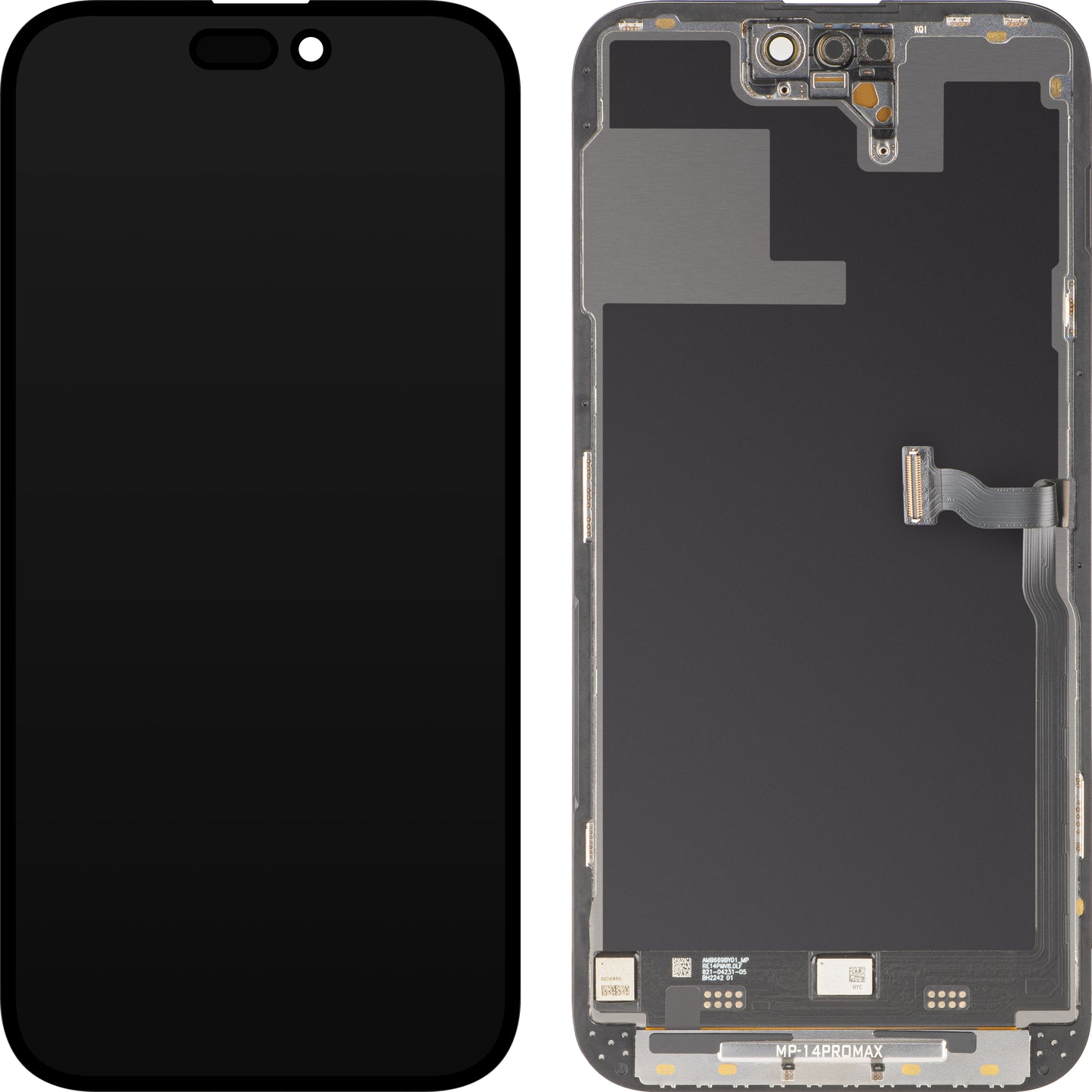 Zaslon s MP zaslonom osjetljivim na dodir kompatibilan s Apple iPhone 14 Pro Max, s okvirom, Premium Soft OLED FHD 120Hz Dijagnostika, Crna