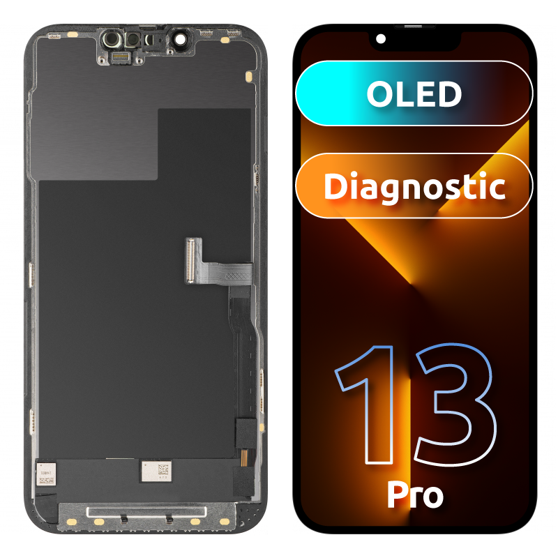 Zaslon s dodirnim zaslonom MP kompatibilan s Apple iPhone 13 Pro, s okvirom, OLED FHD dijagnostička verzija, crni