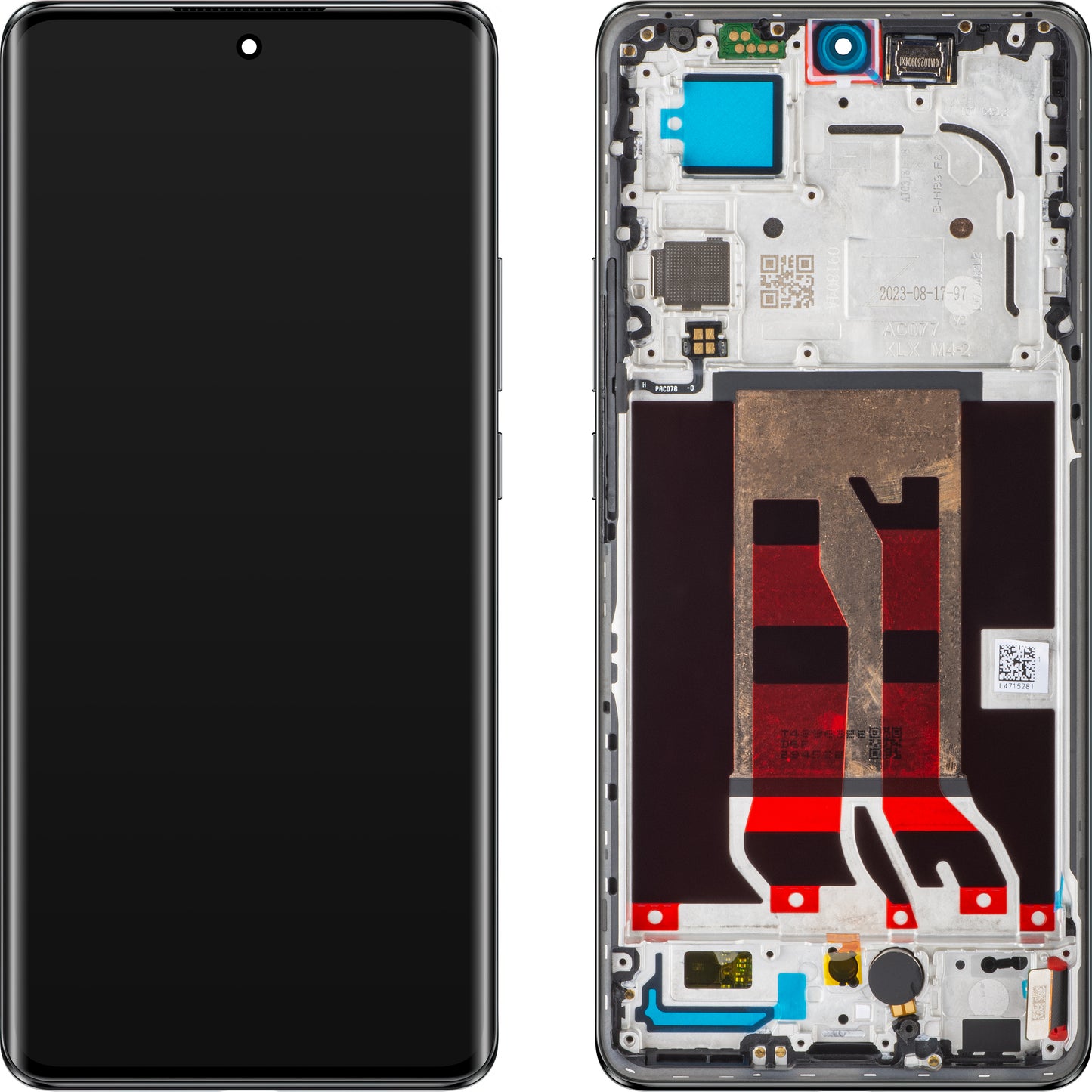 Zaslon s dodirnim ekranom Oppo Reno10 Pro, s okvirom, crni (srebrnosivi), servisni paket 621029000057