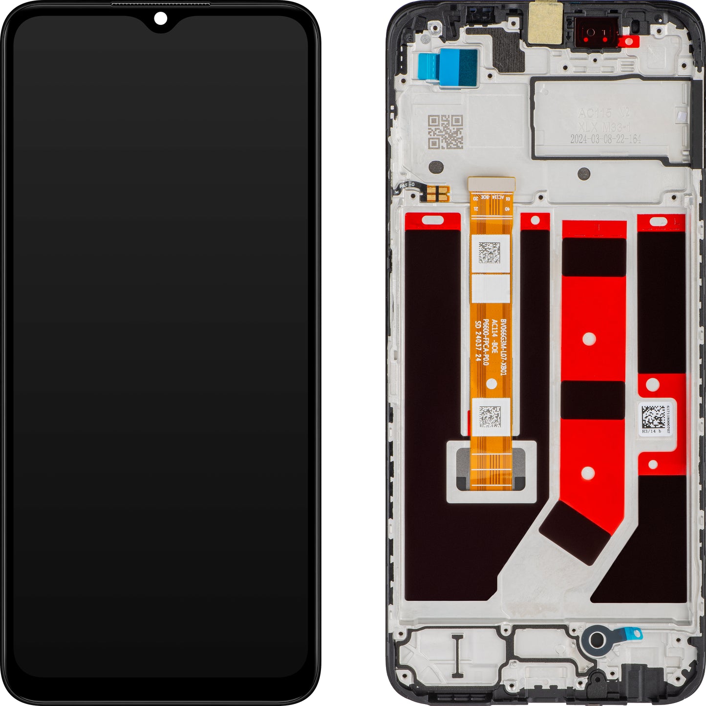 Zaslon s dodirnim ekranom Oppo A18 / A38, s okvirom, crni, servisni paket 621029000099