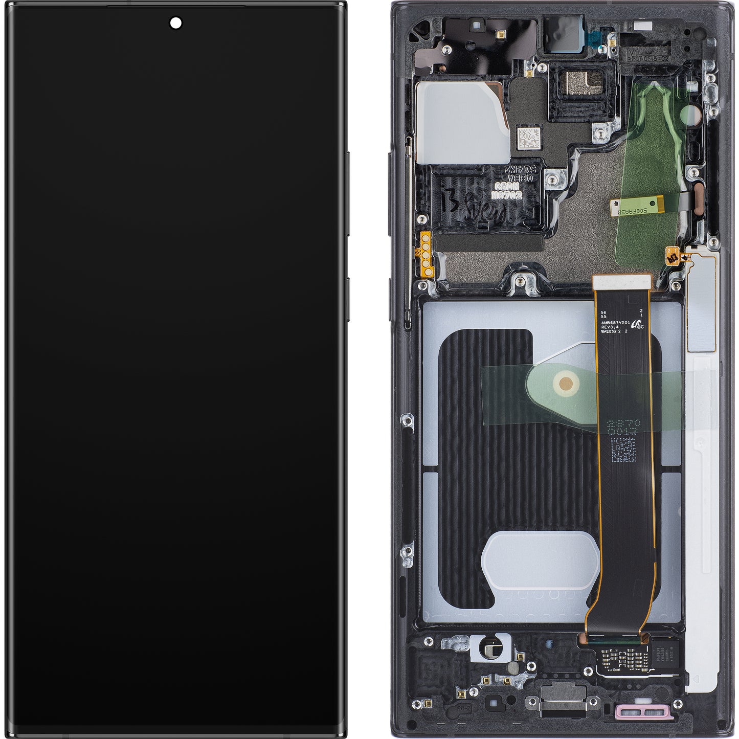 Zaslon s dodirnim ekranom Samsung Galaxy Note 20 Ultra 5G N986 / Note 20 Ultra N985, s okvirom, crni (Mystic Black), paket za servis GH82-31453A