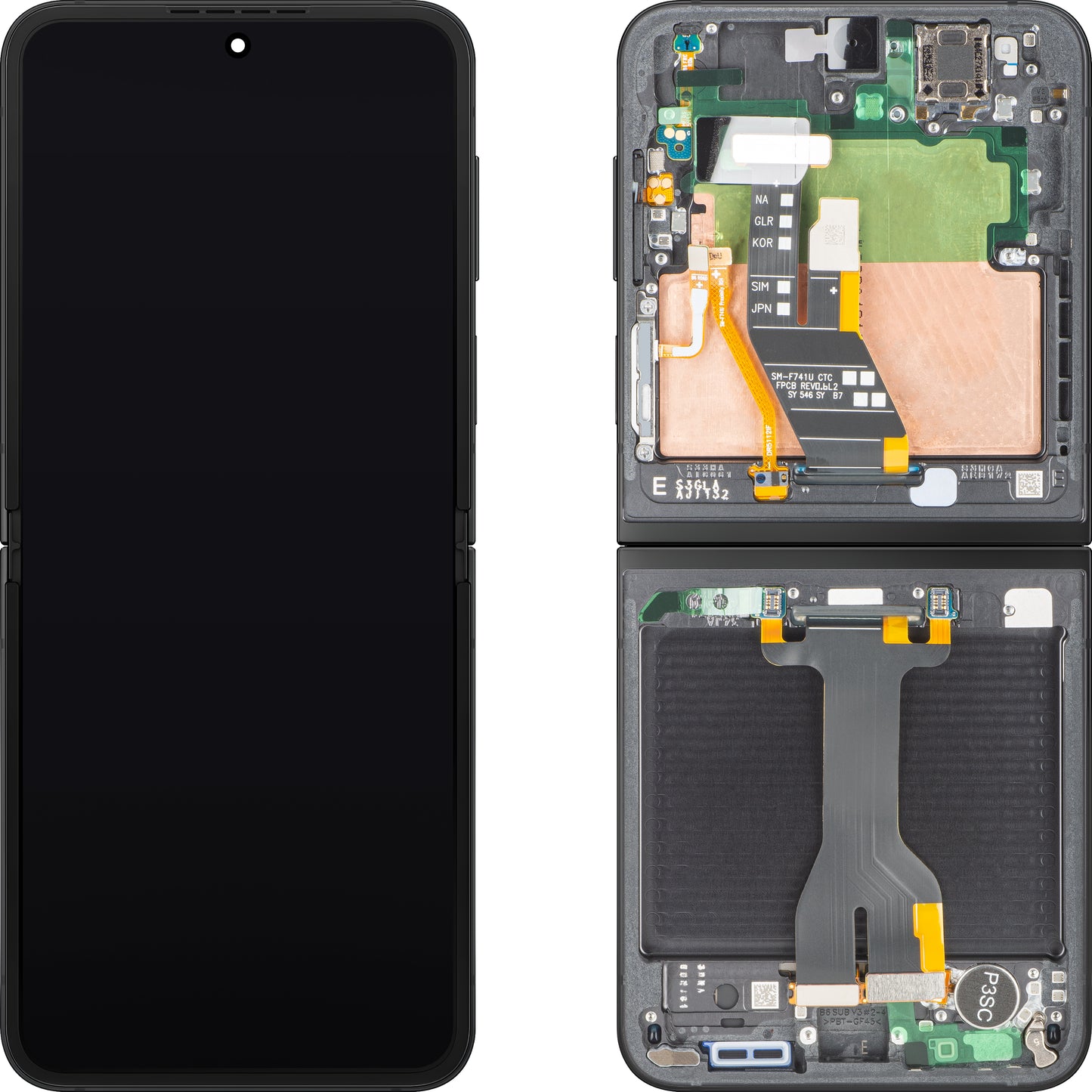 Zaslon s dodirnim zaslonom Samsung Galaxy Z Flip6 F741, s okvirom, Sub Inner, crna (Crafted Black), Service Pack GH82-35014E