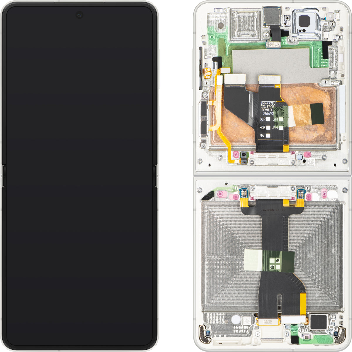 Zaslon s dodirnim zaslonom Samsung Galaxy Z Flip8 F776, s okvirom, Sub Inner, bijela (krem), servisni paket GH82-39754B