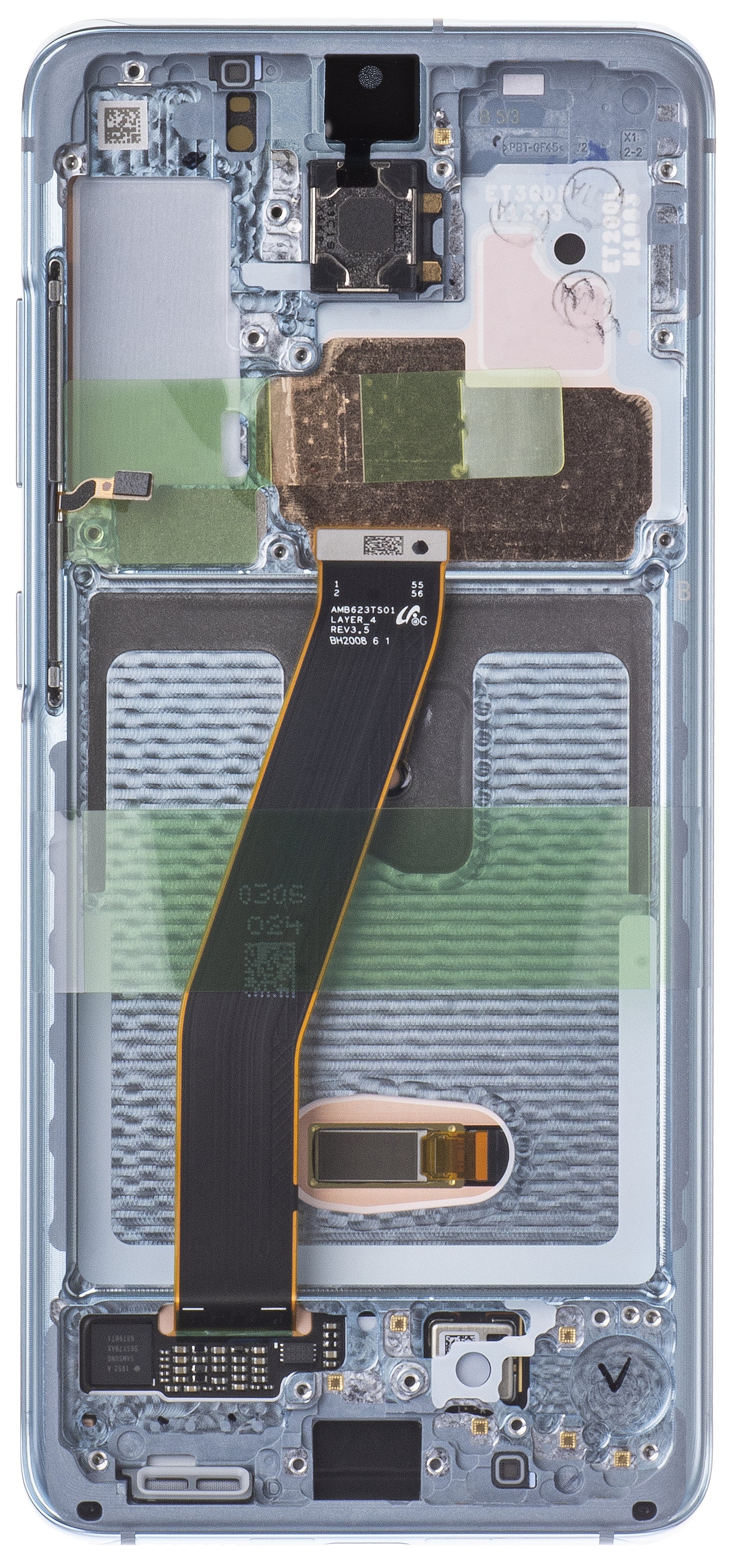 Zaslon s dodirnim ekranom Samsung Galaxy S20 5G G981 / S20 G980, s okvirom, plavi, paket za servis GH82-31432D