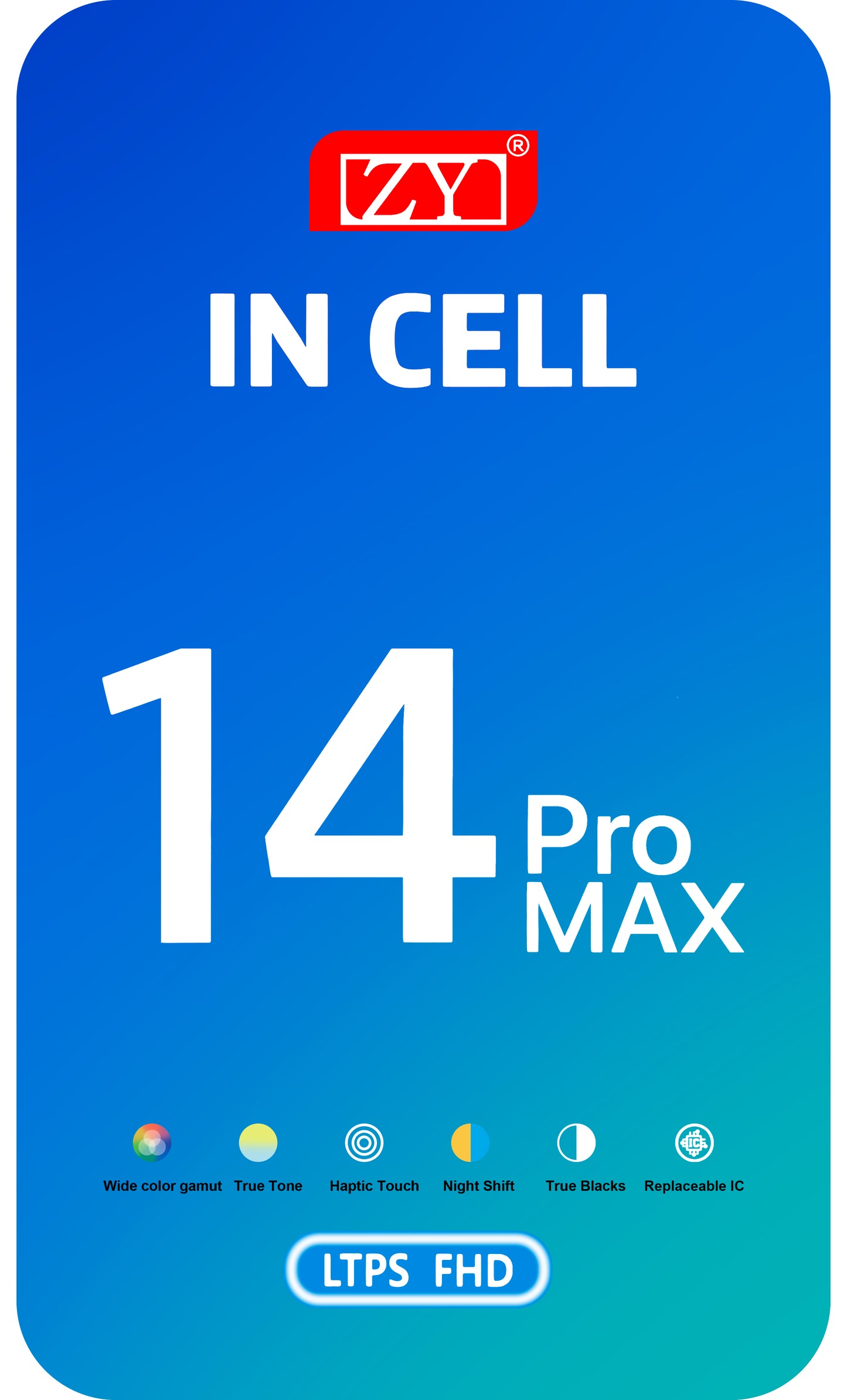 Zaslon s dodirnim zaslonom ZY za Apple iPhone 14 Pro, s okvirom, verzija LCD In-Cell IC Movable, crna