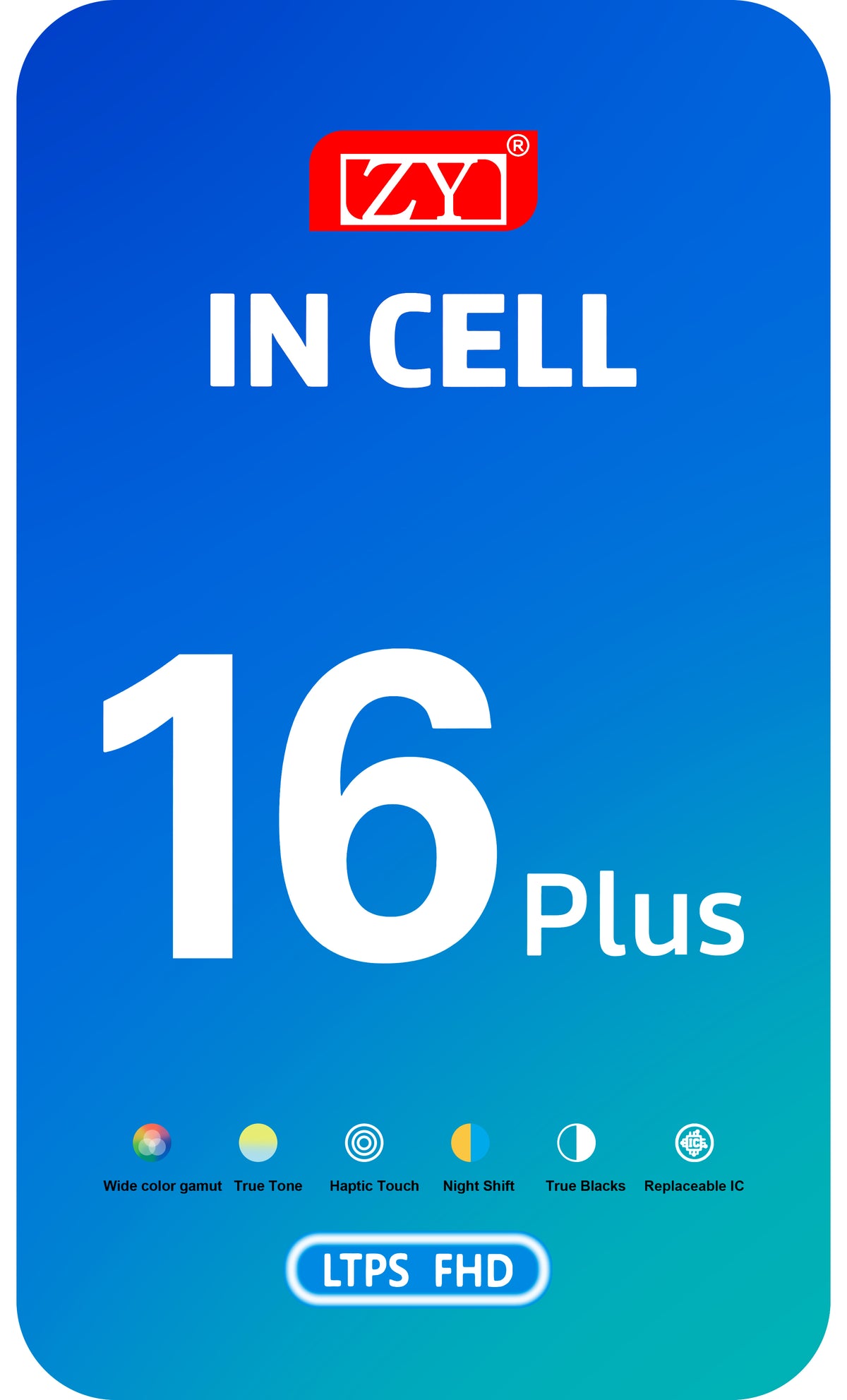 Zaslon s dodirnim zaslonom ZY za Apple iPhone 16 Plus, s okvirom, LCD In-Cell IC Movable verzija, Crna