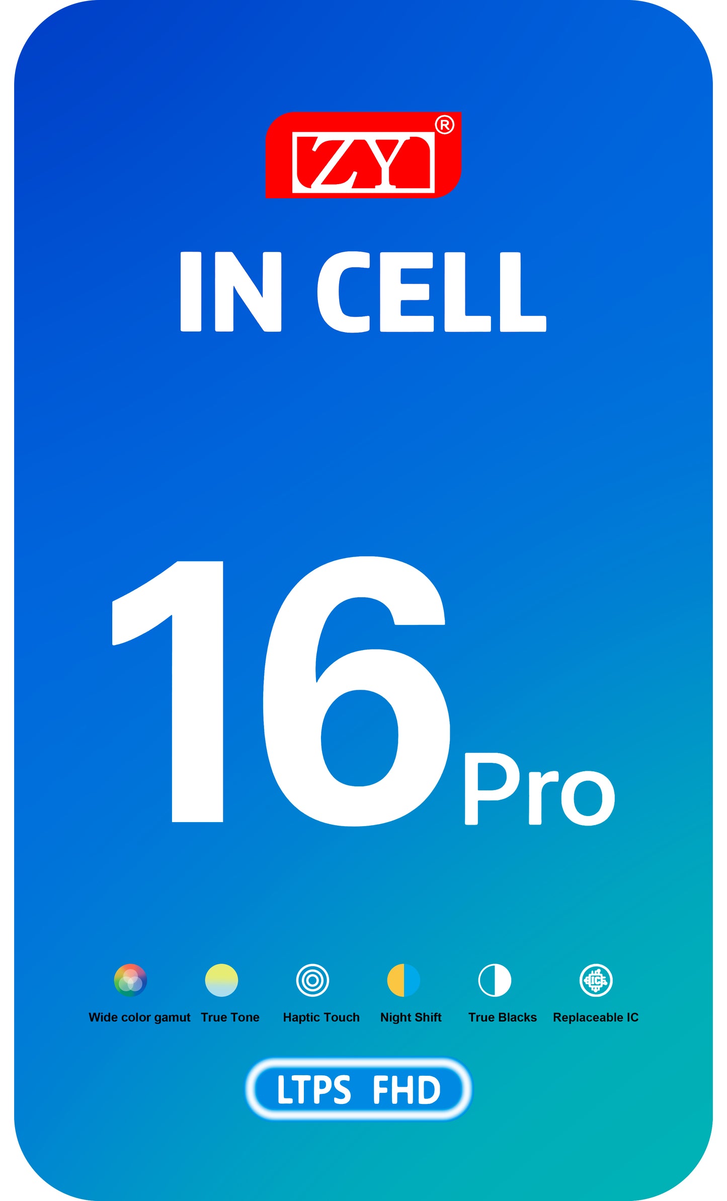 Zaslon s dodirnim zaslonom ZY za Apple iPhone 16 Pro, s okvirom, LCD In-Cell IC Movable verzija, Crna