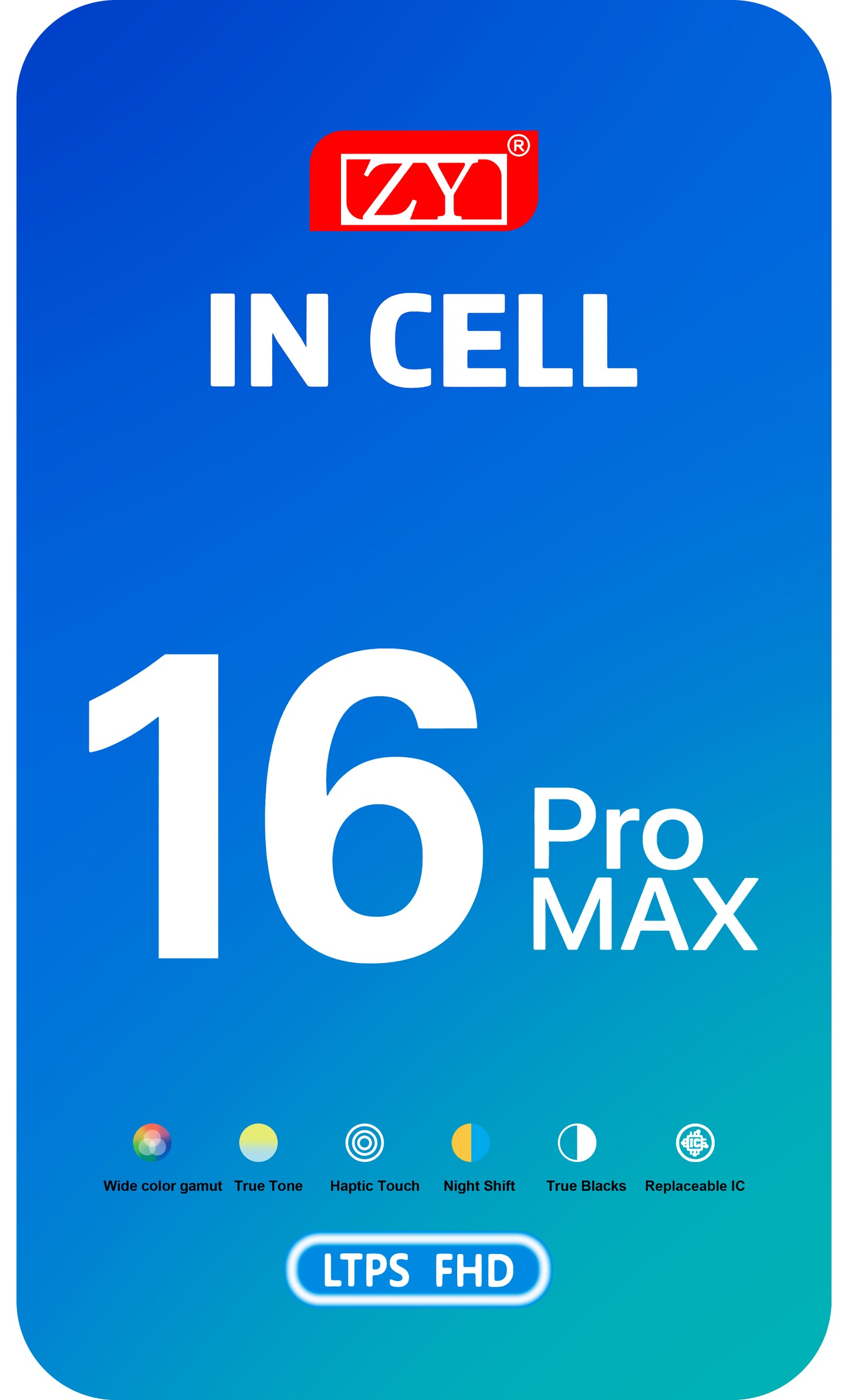 Zaslon s dodirnim zaslonom ZY za Apple iPhone 16 Pro Max, s okvirom, LCD In-Cell IC Movable verzija, Crna