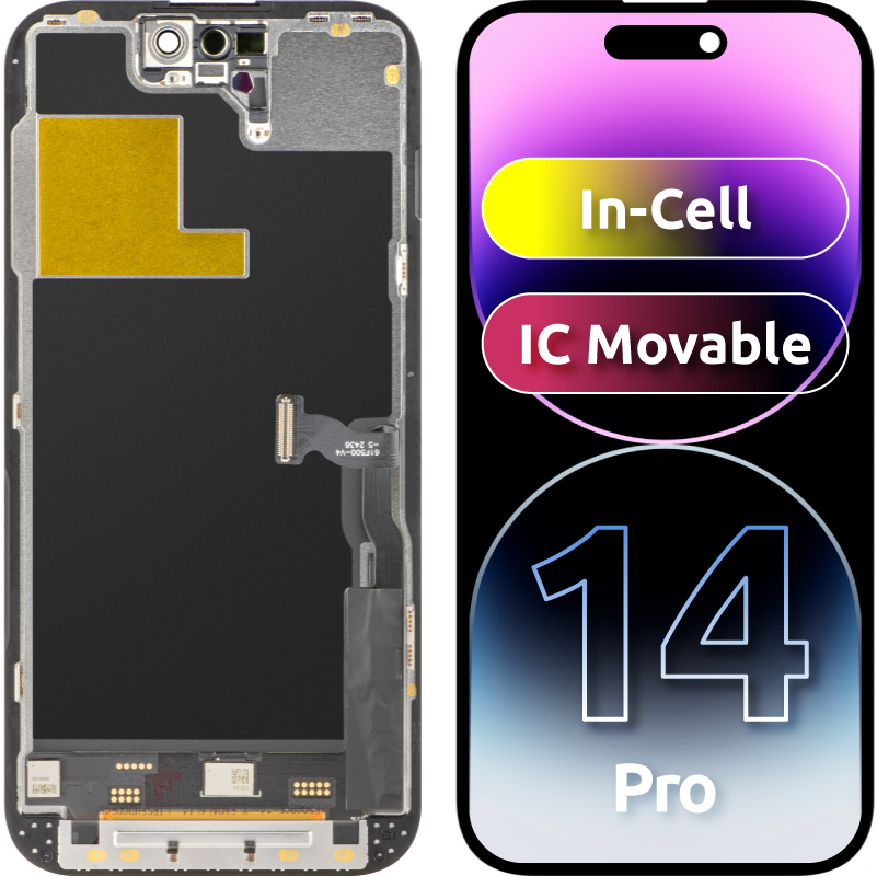 Zaslon s dodirnim zaslonom ZY za Apple iPhone 14 Pro, s okvirom, verzija LCD In-Cell IC Movable, crna