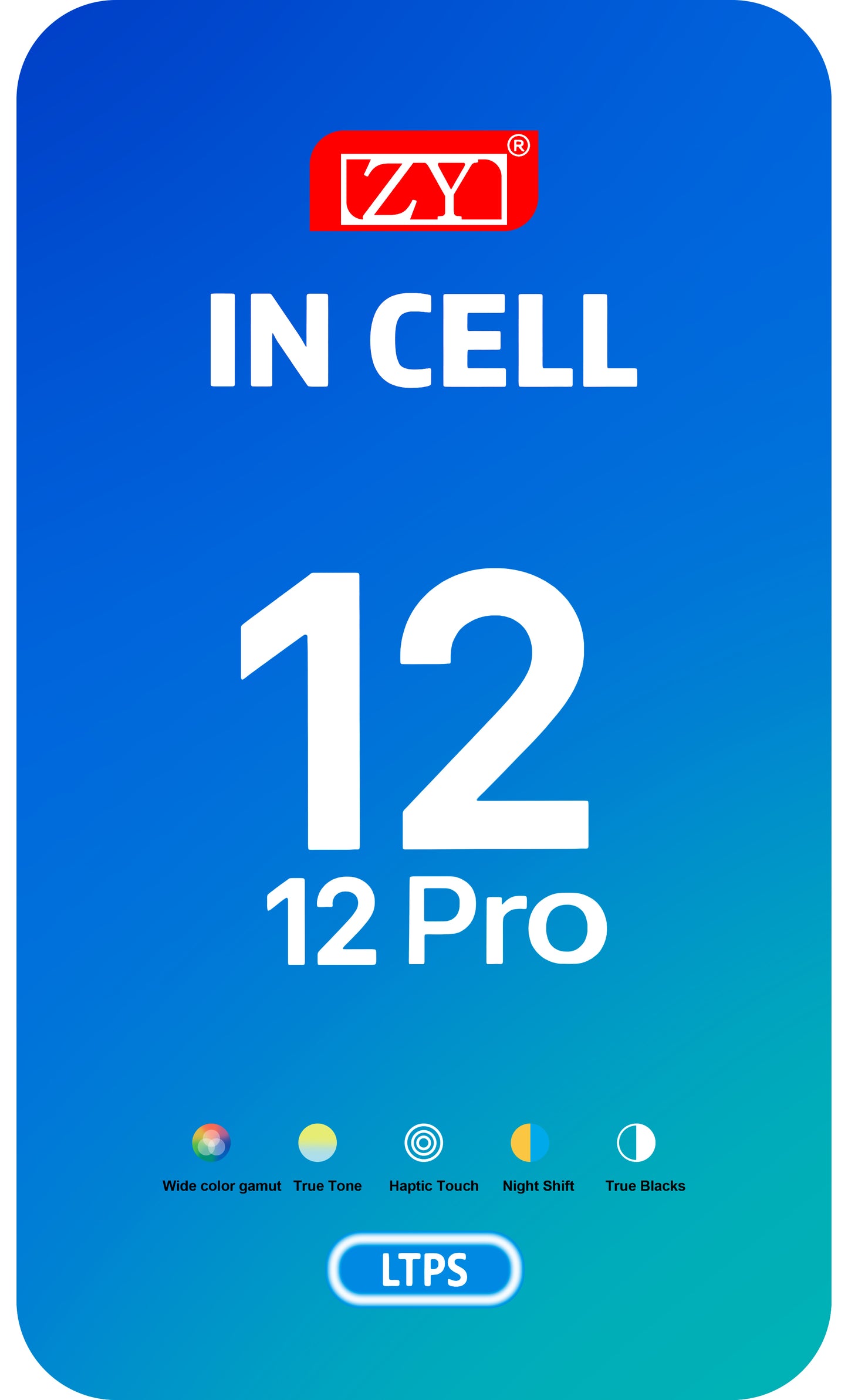 Zaslon s dodirnim ekranom ZY za Apple iPhone 12 / 12 Pro, s okvirom, LCD In-Cell IC Movable verzija, crni