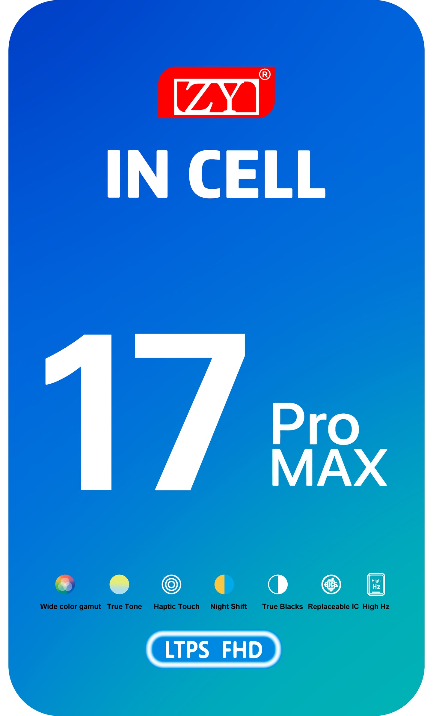 Display sa zaslonom osjetljivim na dodir ZY za Apple iPhone 17 Pro Max, s okvirom, LCD In-Cell IC Movable verzija, Crni