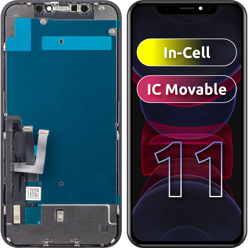 Zaslon s dodirnim ekranom ZY za Apple iPhone 11, s okvirom, LCD In-Cell IC Movable verzija, crni