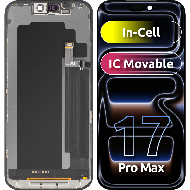 Display sa zaslonom osjetljivim na dodir ZY za Apple iPhone 17 Pro Max, s okvirom, LCD In-Cell IC Movable verzija, Crni