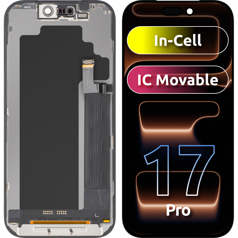 Zaslon s dodirnim zaslonom ZY za Apple iPhone 17 Pro, s okvirom, LCD In-Cell IC Movable verzija, Crna