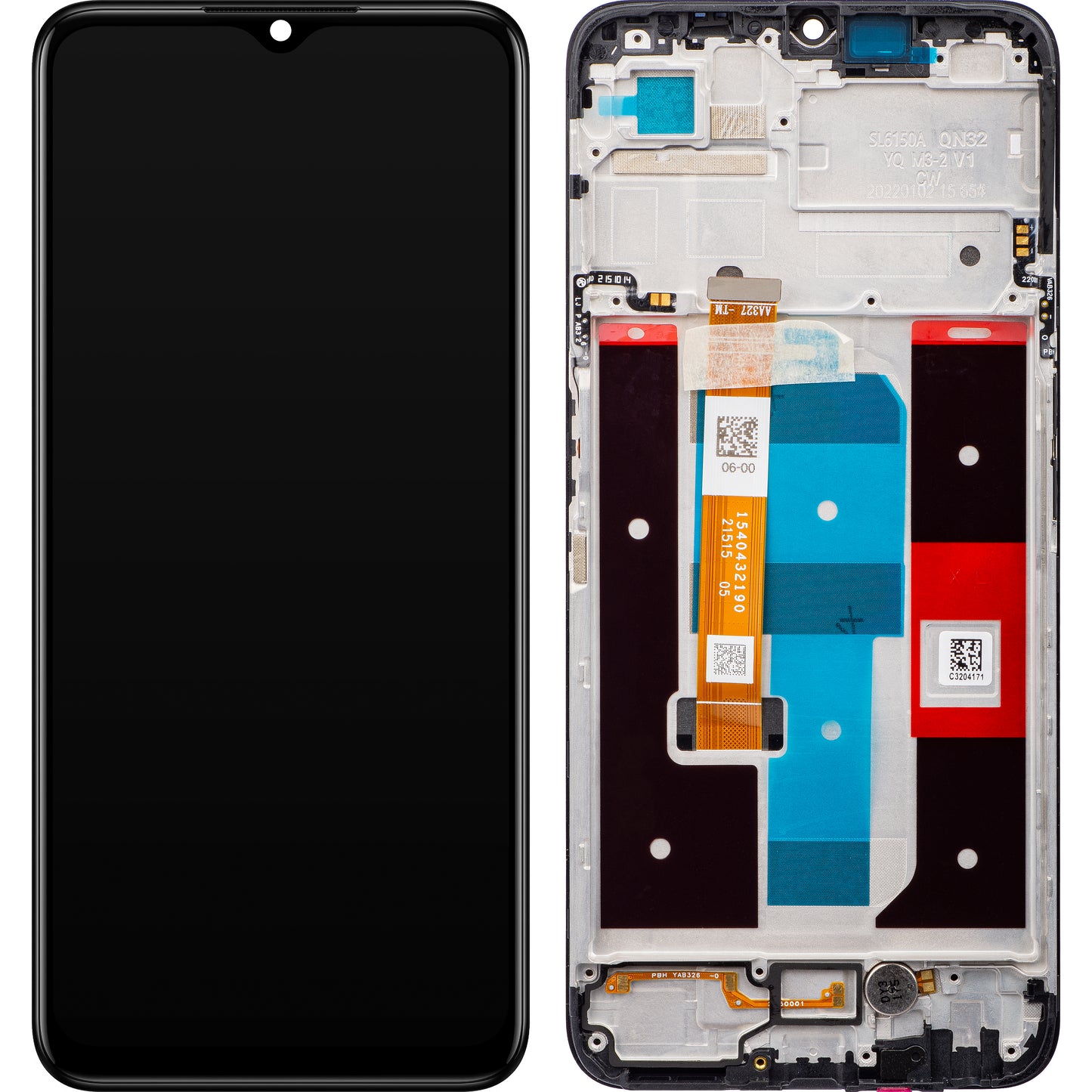 Zaslon s dodirnim ekranom Realme Narzo 50A Prime / C35, s okvirom, crni, paket za servis 4130056