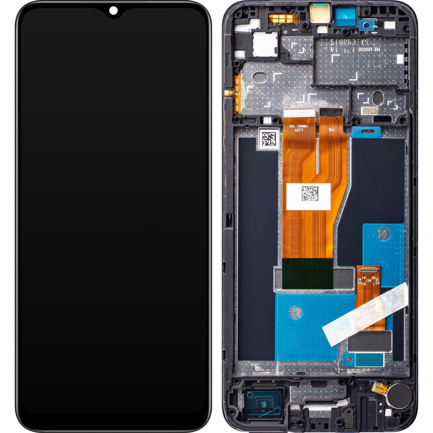 Display s dodirnim zaslonom Realme C30 / Narzo 50i Prime, s okvirom, crni, Service Pack 4130279