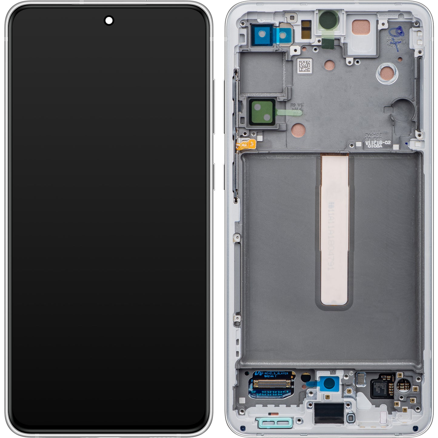 Zaslon s dodirnim ekranom Samsung Galaxy S21 FE 5G G990, s okvirom, bijeli, paket za servis GH82-26414B