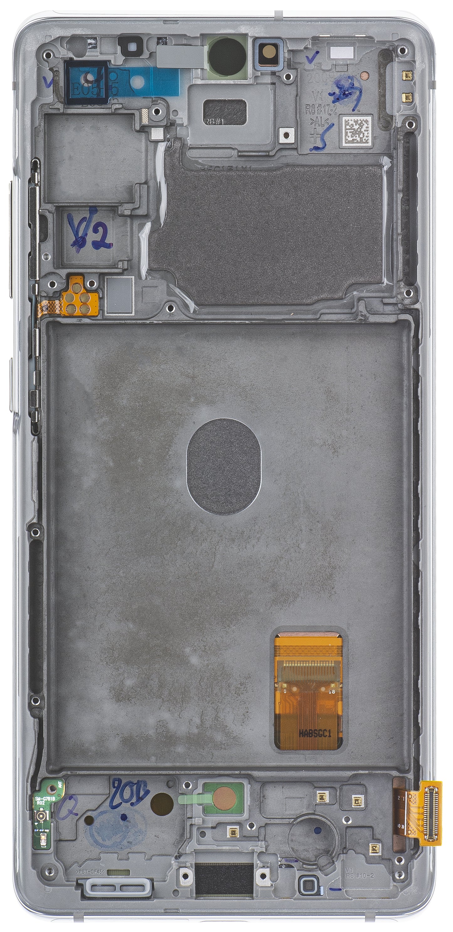 Zaslon s dodirnim ekranom Samsung Galaxy S20 FE 5G G781, s okvirom, bijeli, paket za servis GH82-24214B