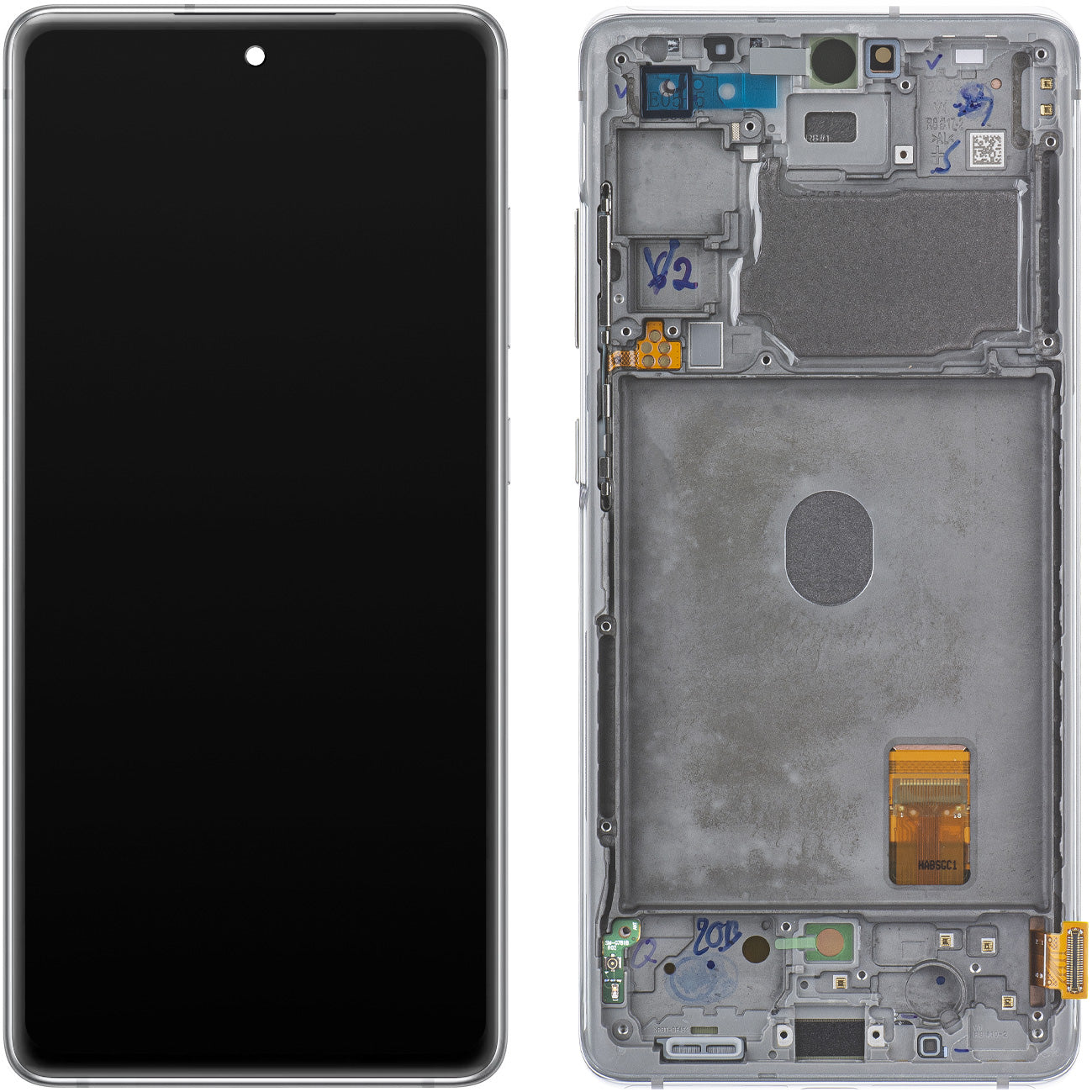 Zaslon s dodirnim ekranom Samsung Galaxy S20 FE 5G G781, s okvirom, bijeli, paket za servis GH82-24214B