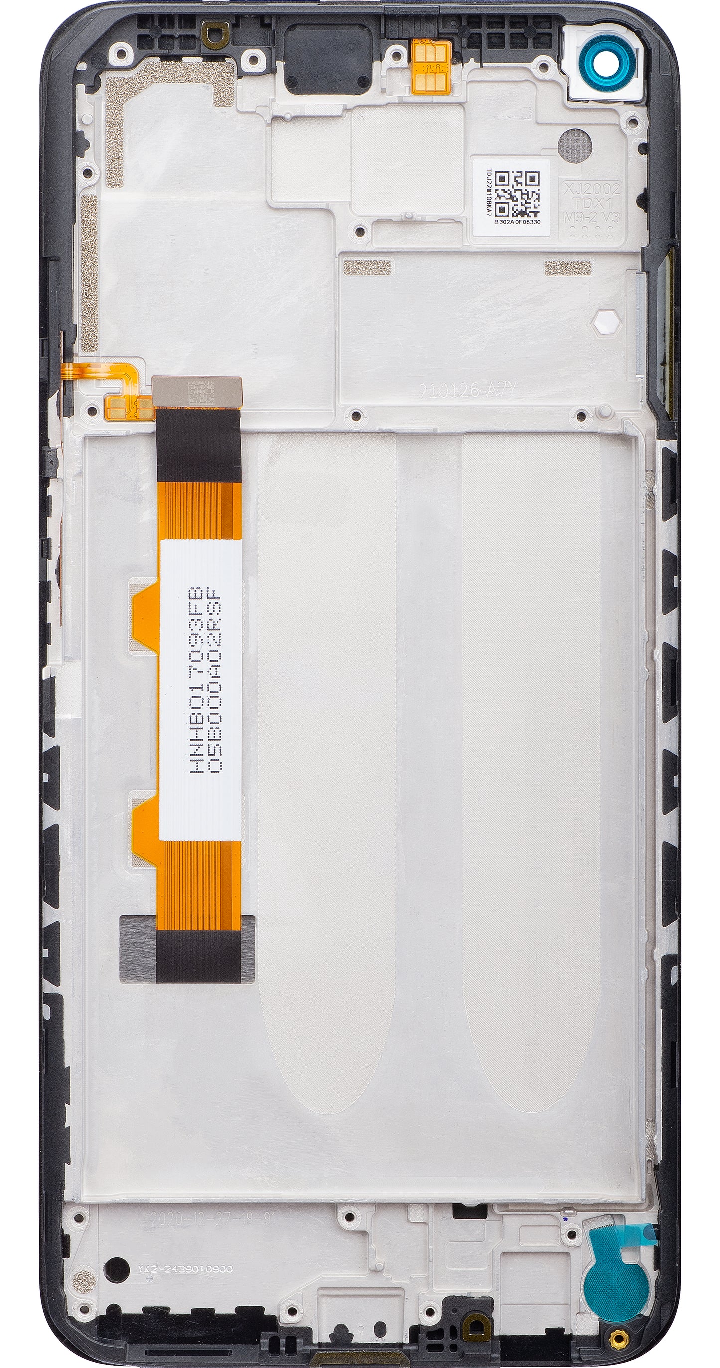 Zaslon s dodirnim ekranom Xiaomi Redmi Note 9 5G / Redmi Note 9T 5G, s okvirom, crni, paket za servis 5600030J2200