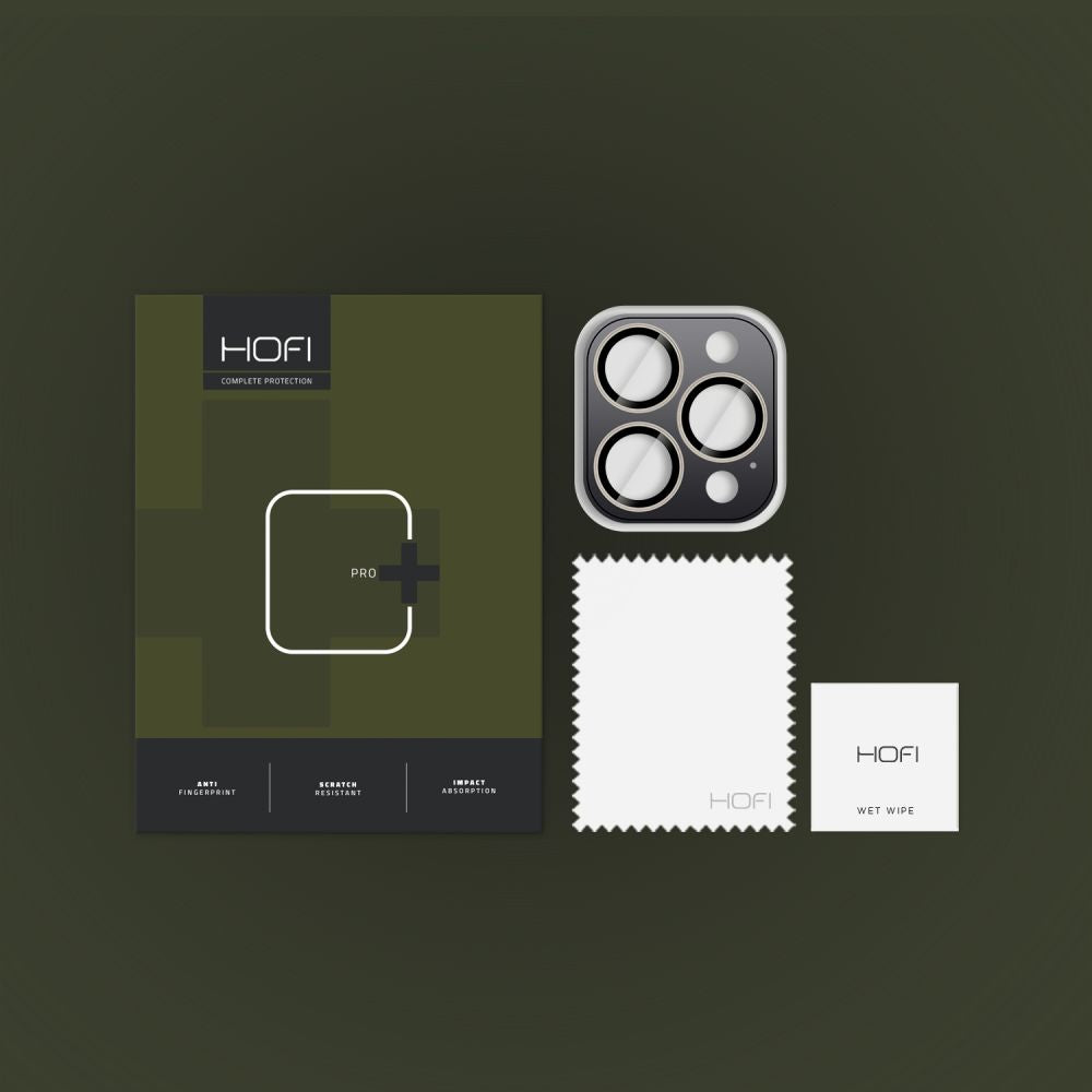 Zaštitna folija za stražnju kameru HOFI CamRing PRO+ za Apple iPhone 16 Pro Max / 16 Pro, Kaljeno staklo, Siva