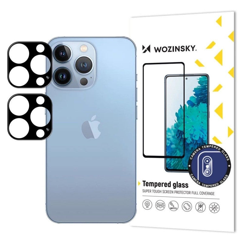Zaštitna folija za stražnju kameru WZK za Apple iPhone 17 Pro Max, Kaljeno staklo, Set od 2 komada, Crna