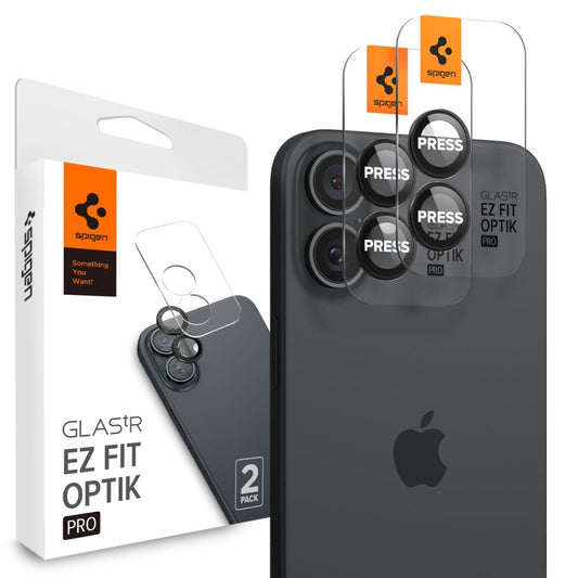 Zaštitna folija za stražnju kameru Spigen EZ FIT za Apple iPhone 16 Plus / 16, Kaljeno staklo, Set od 2 komada, Crna AGL07921