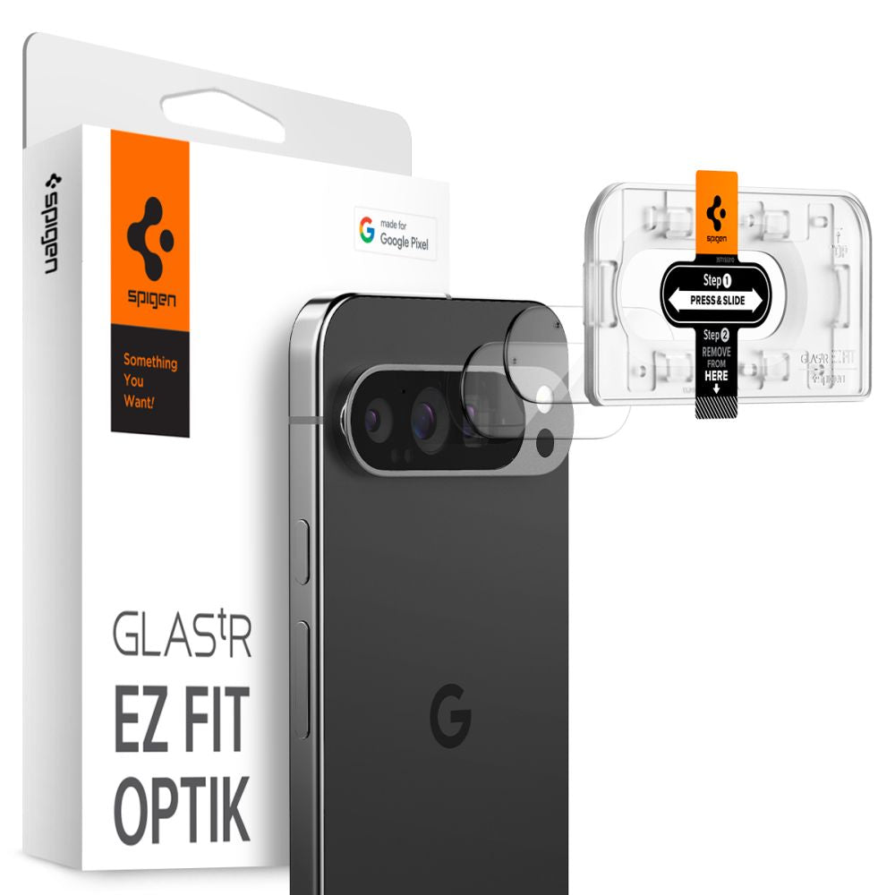 Zaštitna folija za stražnju kameru Spigen EZ FIT za Google Pixel 9 Pro, Kaljeno staklo, Set od 2 komada AGL08444