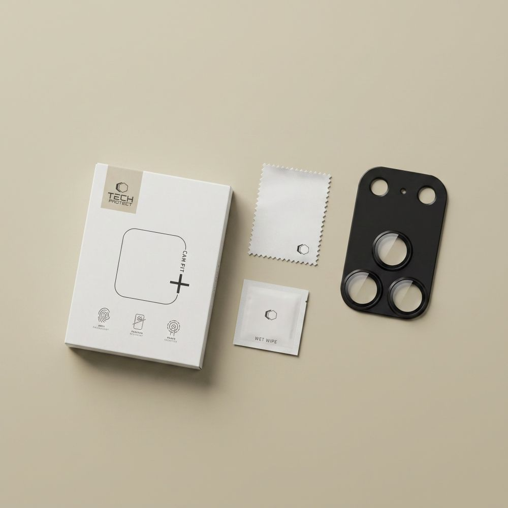 Stražnja zaštitna folija Tech-Protect CamFull Fit+ za Apple iPhone 18 Pro Max, Kaljeno staklo, Crna