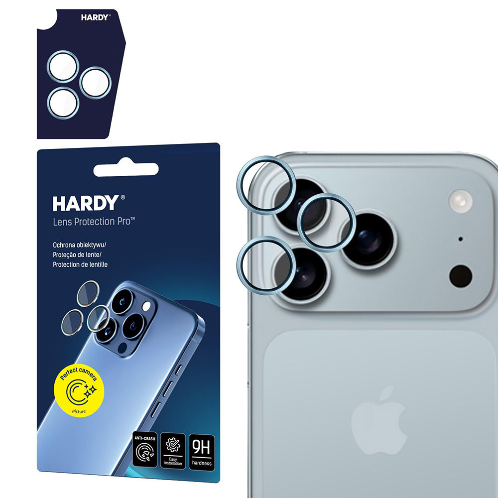 Zaštitna folija za stražnju kameru 3MK Hardy Protection Pro za Apple iPhone 17 Pro Max / 17 Pro, Kaljeno staklo, Plava