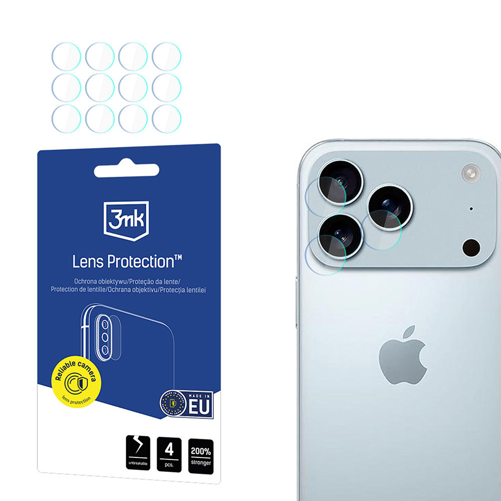 Zaštitna folija za stražnju kameru 3MK Protection za Apple iPhone 17 Pro Max, Fleksibilno staklo, Set od 4 komada, Prozirna