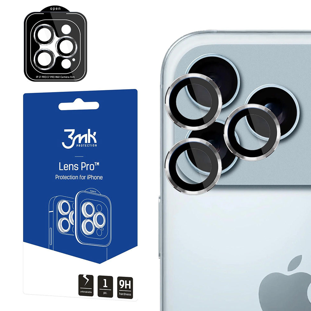 Zaštitna folija za stražnju kameru 3MK Protection Pro za Apple iPhone 17 Pro Max / 17 Pro, Kaljeno staklo, Srebrna
