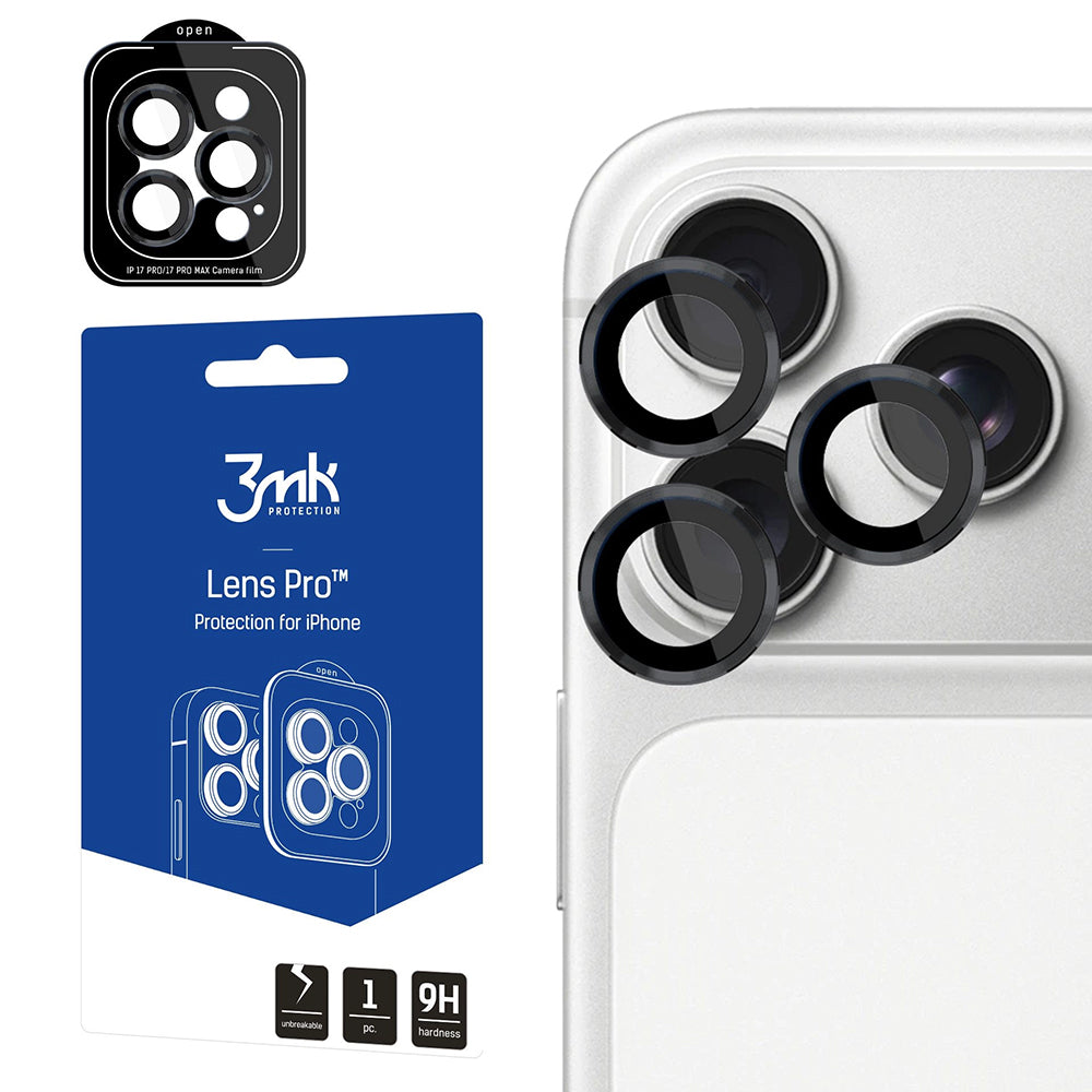 Zaštitna folija za stražnju kameru 3MK Protection Pro za Apple iPhone 18 Pro / 18 Pro Max, Kaljeno staklo, Crna