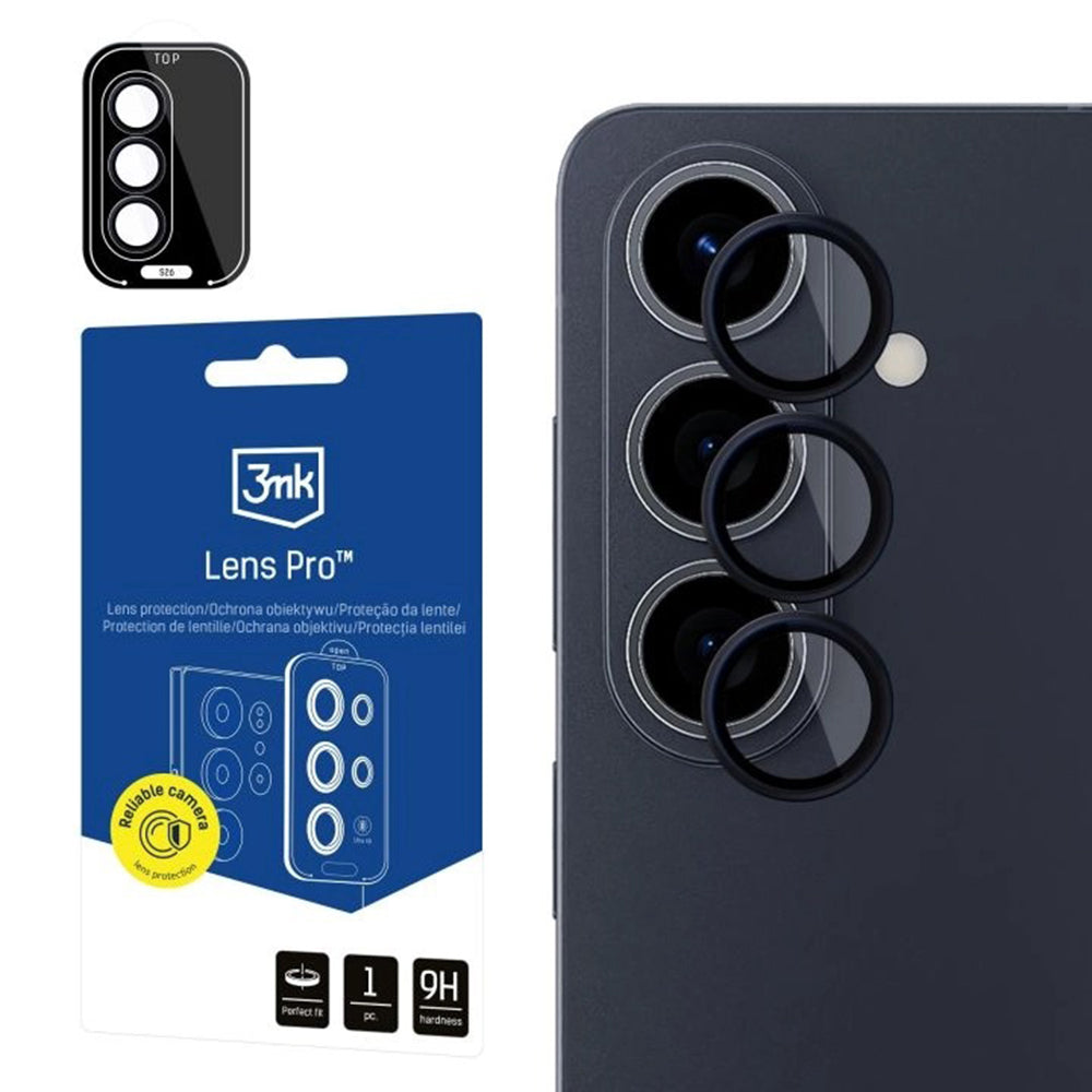 Folija za zaštitu stražnje kamere 3MK Protection Pro za Samsung Galaxy S26 Plus S947, Kaljeno staklo, Crna