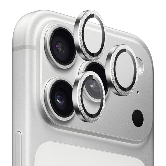 Zaštitna folija za stražnju kameru Blueo Glitter Diamond Metal Frame za Apple iPhone 17 Pro Max / 17 Pro, Kaljeno staklo, Srebrna