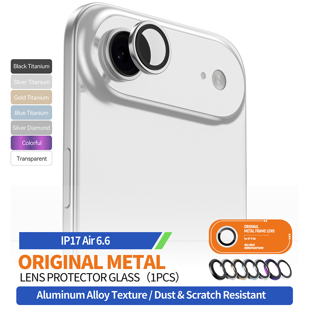 Zaštitna folija za stražnju kameru Blueo Metal Frame za Apple iPhone 17 Air, Kaljeno staklo, Višebojna