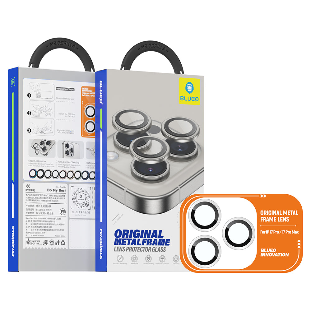 Zaštitna folija za stražnju kameru Blueo Metal Frame za Apple iPhone 17 Pro Max / 17 Pro, Kaljeno staklo, Tamnoplava