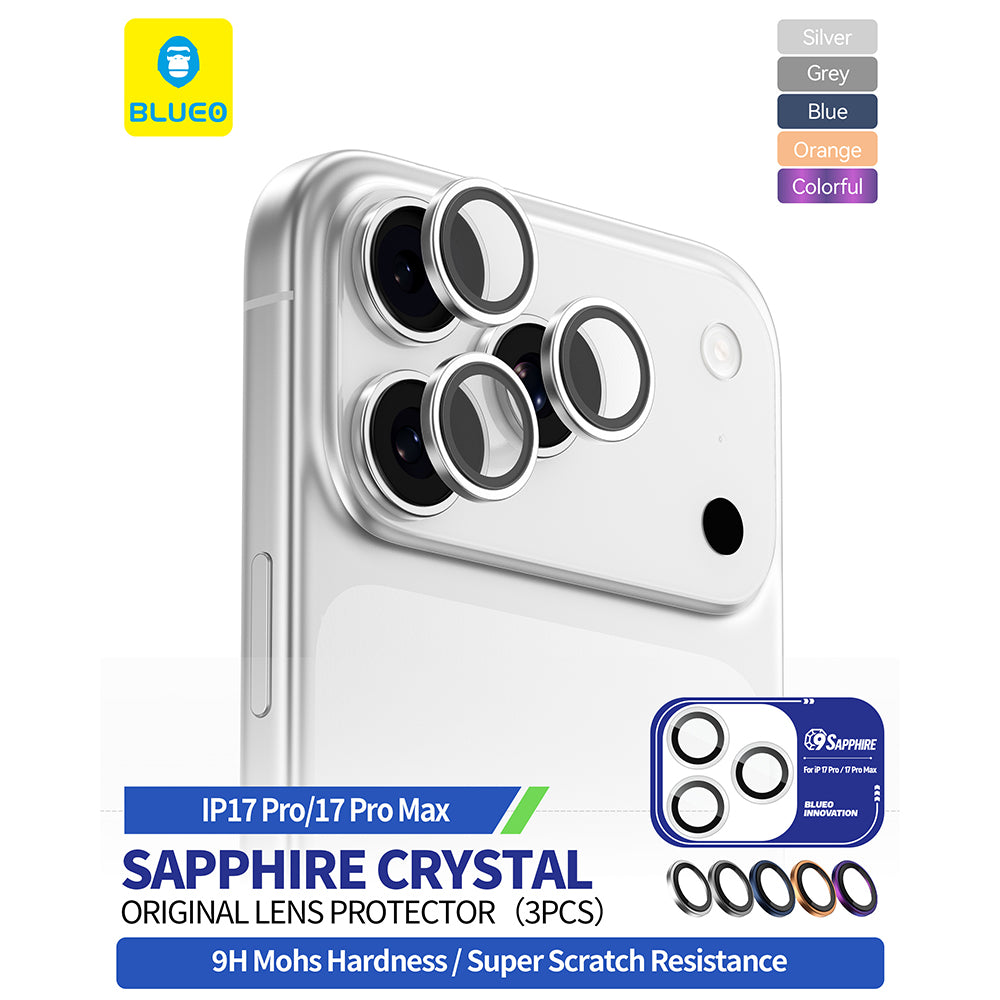 Zaštitna folija za stražnju kameru Blueo Sapphire Crystal za Apple iPhone 17 Pro Max / 17 Pro, Kaljeno staklo, Tamnoplava