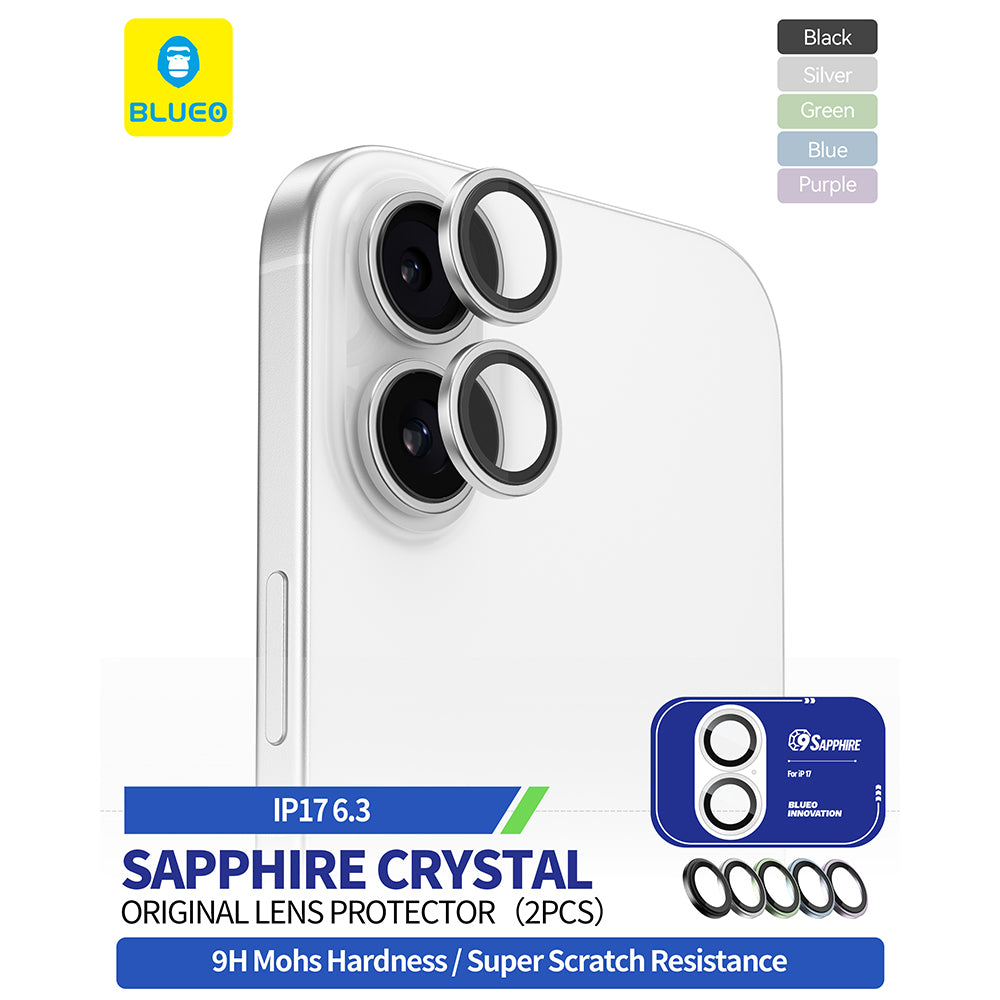 Zaštitna folija za stražnju kameru Blueo Sapphire Crystal za Apple iPhone 17, Kaljeno staklo, Crna