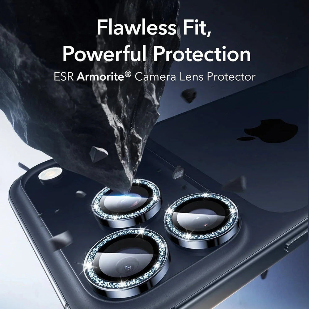 Zaštitna folija za stražnju kameru ESR Glitter Diamond Armorite za Apple iPhone 17 Pro Max / 17 Pro, Kaljeno staklo, Tamnoplava