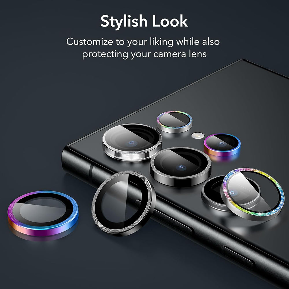 Zaštitna folija za stražnju kameru ESR za Samsung Galaxy S24 Ultra S928, Kaljeno staklo, Set od 2 komada, Crna